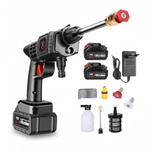 48V Cordless Portable Car Wash Pressure Washer Gun with Dual Battery – High Power Cleaning Machine for Cars, Bikes & Home