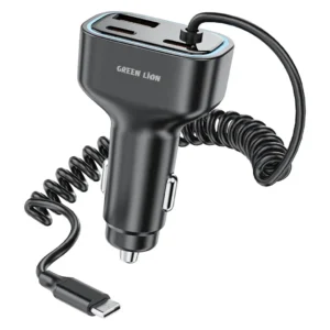 Green Lion 90W Car Charger Dual PD , Built in USB-C Cable PD 45W