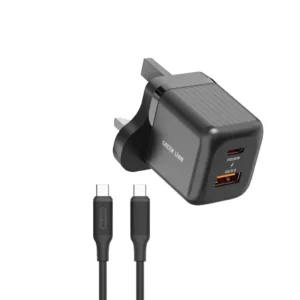 Green Lion Ultra Compact GaN Wall Charger UK Pin C to C PD20W + QC3.0
