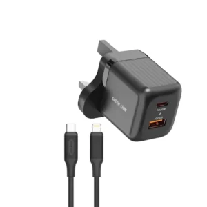 Green Lion Ultra Compact GaN Wall Charger UK Pin C to L PD20W + QC3.0