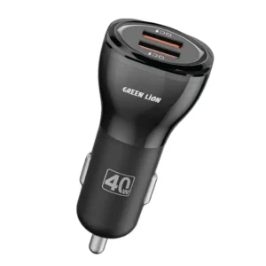 Green Lion Dual QC3.0 Car Charger 40W (QC 20W*2) With USB-A to Lightning Cable 1M