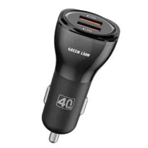Green Lion Dual QC3.0 Car Charger 40W (QC 20W*2) With USB-A to USB-C Cable 1M