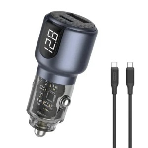 Green Lion Dual Port Car Charger PD+QC 75W C to C 1m Cable