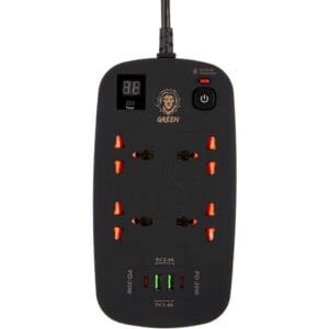 Green Lion 4 AC 2 USB & 2 USB-C PD 40W Multiport Smart Power Socket 3500W (3M)