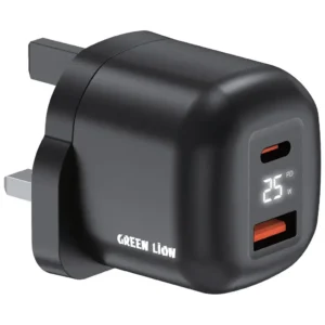 Green Lion Q- SERIES UK Plug GaN Charger USB-C&A Port PD25W+ QC3.0
