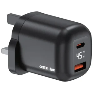 Green Lion Q- SERIES UK Plug GaN Charger USB-C&A Port PD45W+ QC3.0