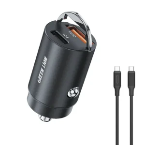 Green Lion Ring Charge Dual Port Car Charger PD 36W C to C 1m Cable
