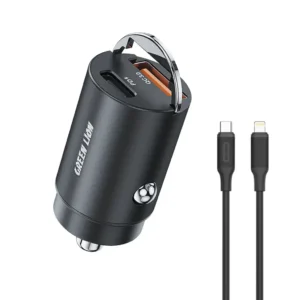 Green Lion Ring Charge Dual Port Car Charger PD 36W C to L 1m Cable