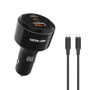 Green Lion Roadex Triple Port Car Charger 80W C to L 1m Cable