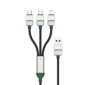 Green Lion 3-in-1 Cable Braided USB A to C+C+L 1.2m