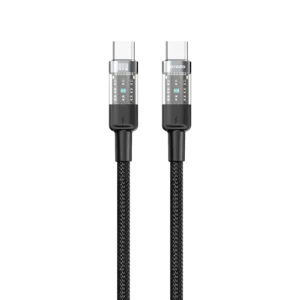 Porodo Braided Cable Transparent USB-C To USB-C Fast Charge & Data 1.2m/4ft