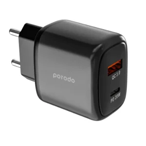 Porodo Dual Output Quick Charger EU USB-C PD And USB-A QC