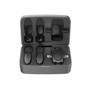 Porodo Wireless Lavalier Microphone & Charging Case Lightning/Type-C/3.5mm AUX In/Out
