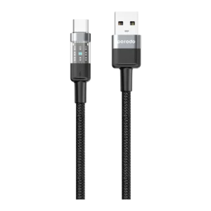 Porodo Braided Cable Transparent USB-A To USB-C Fast Charge & Data 1.2m/4ft
