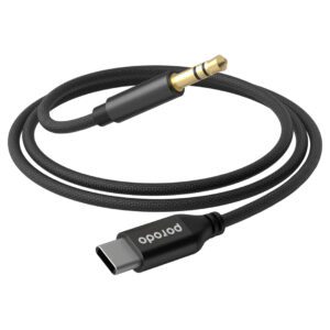 Porodo Braided Aluminum Type-C to 3.5mm Aux HIFI Audio for USB-C Devices 1.2m/4ft