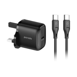 Porodo 20W Single USB C Charger UK With Type C to C Cable 1.2M