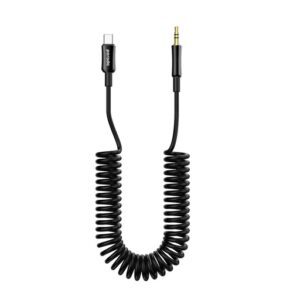 Porodo 3.5MM Type-C AUX Coiled Audio Cable Convenient Tangle-Free Design 1.2m/4ft