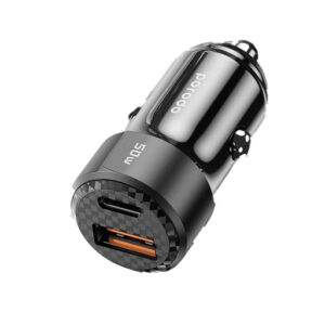 Porodo 50W Dual Port Car Charger Braided Cable Included Type-C to Type-C