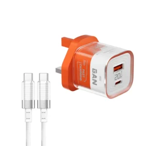 Porodo Crystal Shell  GaN Wall Charger 1.2M USB-C Cable Included