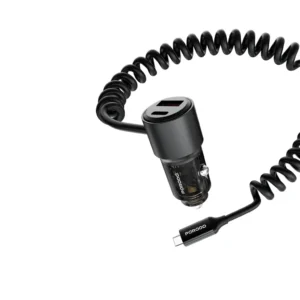 Porodo 110W Car Charger Transparent with Coiled Cable