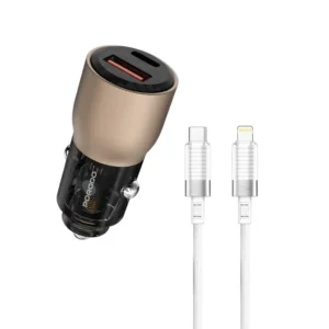 Porodo 95W Car Charger Transparent With 0.9M Lightning Cable