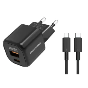 Porodo Dual Port Wall Charger with C to C Cable