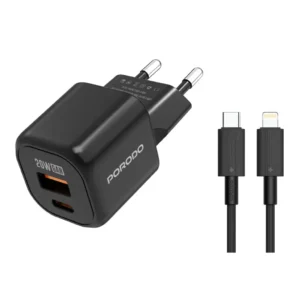 Porodo Dual Port Wall Charger with C to L Cable