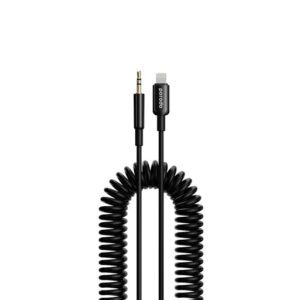 Porodo 3.5MM Lightning AUX Coiled Audio Cable Convenient Tangle-Free Design 1.2m/4ft
