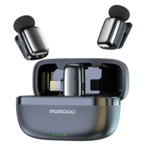 Porodo Wireless Lavalier Microphones Lightning Connector | Noise Reduction
