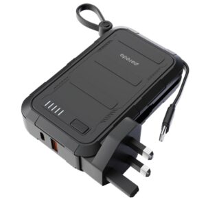 Porodo 10000mAh WALL CHARGER POWER BANK Type-C USB A with Type-C 20W & Lightning 10W Cable UK plug