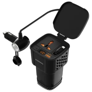 Porodo DriveStation 200W Car Power Inverter with Real-Time Voltage Display
