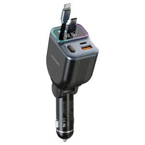 Porodo 65W Car Charger Dual Retractable Cable
