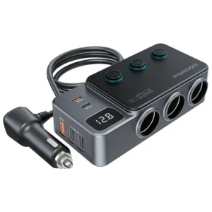 Porodo 120W Car Charger Hub Triple-Port Lighter Socket