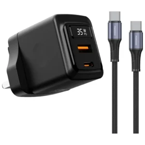 Porodo GaN 35W Dual Port Wall Charger with Type-C To Type-C Cable