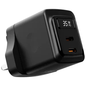 Porodo GaN 35W Dual USB-C Wall Charger with Power Display
