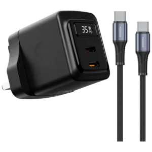 Porodo GaN 35W Dual USB-C Wall Charger with Type-C To Type-C Cable