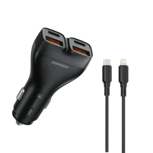 Porodo Dualpower 102W Car Charger USB-C To Lightning Cable