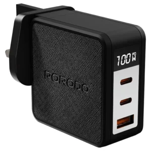 Porodo Quantom GaN 100W Multi-Port Charger with Digital Display