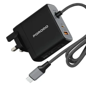 Porodo ZENTRIX 100W GaN Fast Charger with 1.5m Braided USB-C Cable
