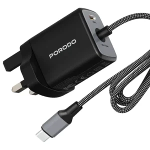 Porodo ZENTRIX 35W GaN Fast Charger with 1.5m Braided USB-C Cable