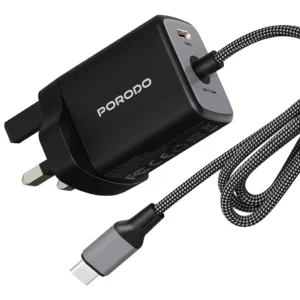 Porodo ZENTRIX 45W GaN Fast Charger with 1.5m Braided USB-C Cable