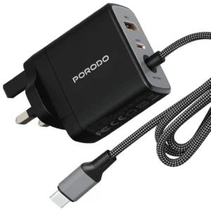 Porodo ZENTRIX 65W GaN Fast Charger with 1.5m Braided USB-C Cable