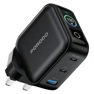 Porodo Nexora 100W 3-Port Wall Charger with LCD Display