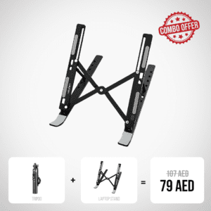 Laptop Stand Black Small + Tripod Selfie Stick Combo