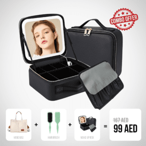 LED Makeup Bag + Hair Brush + Women Hand Bag Combo