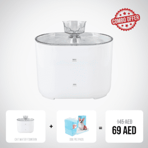 Cat Water Fountain White + Pee Pads Combo