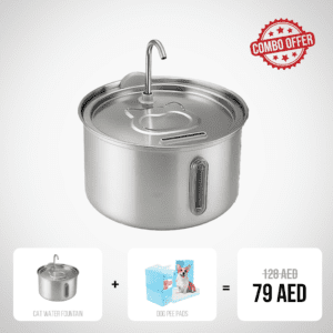 Cat Water Fountain SIlver + Pee Pads