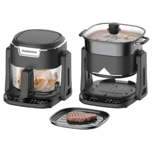Porodo Lifestyle Quick Flip 3-In-1 Air Fryer | Grill | Hot Pot 4.5L