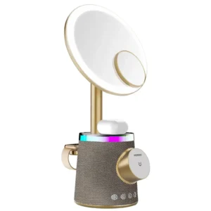 Porodo Makeup Mirror Wireless Charger & Speaker with RGB Lights