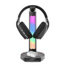 Porodo Gaming Headphone Stand Wireless Charging & USB-C Hub With 4 Modes RGB Lighting